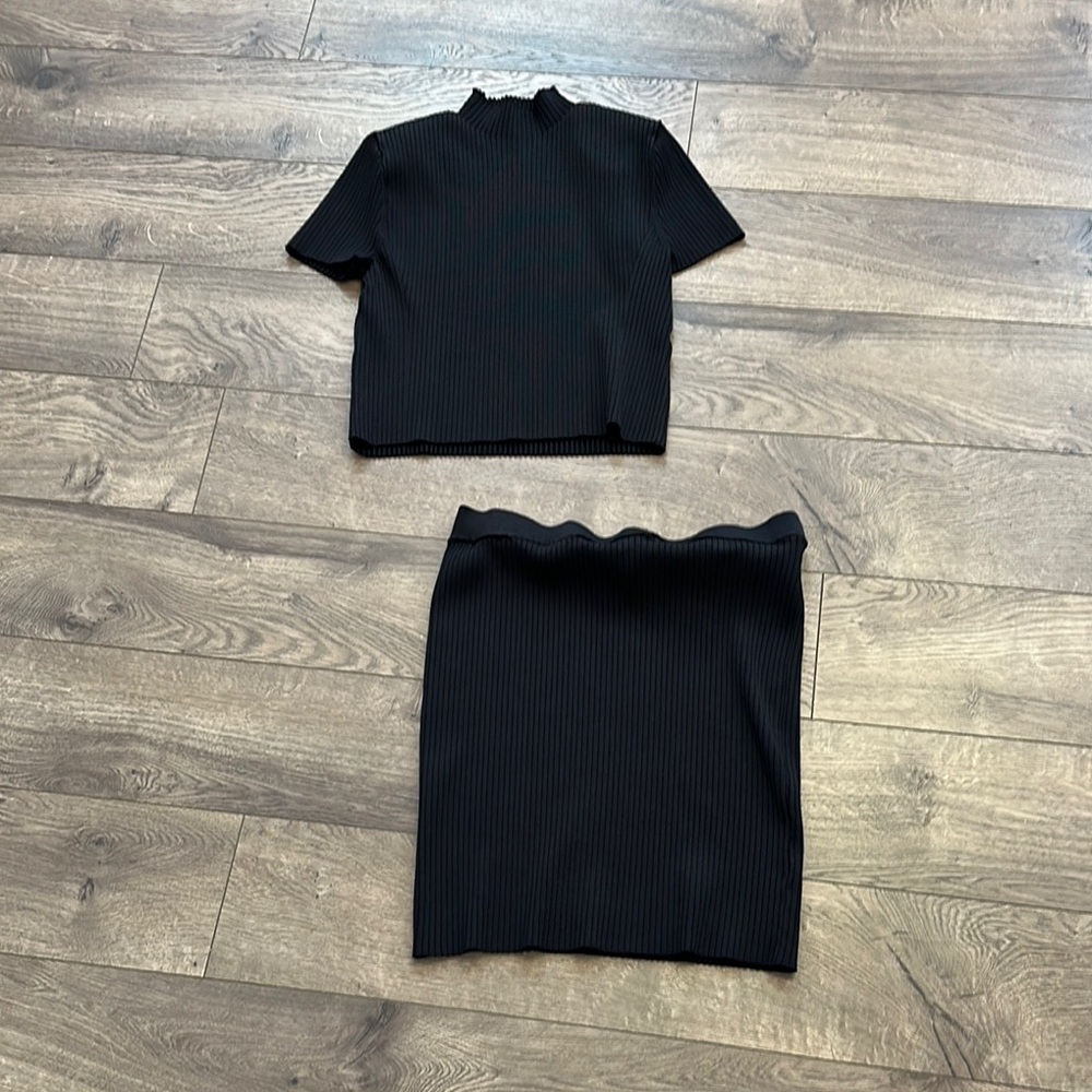 Zara Black Ribbed Two-Piece Set